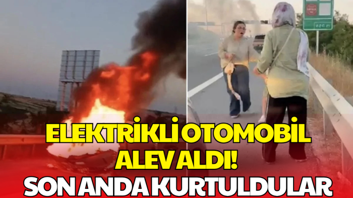 Kuzey Marmara Otoyolu'nda Korku Dolu Anlar! Elektrikli Otomobil Yandı